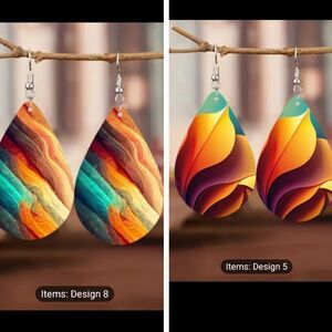 Tear drop 2 pair earrings multi color